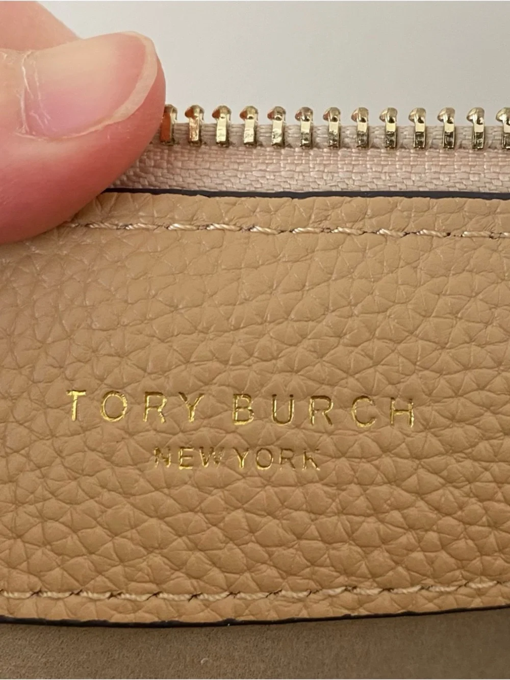 $400 NWT Tory Burch Perry Brown Tan Pebble Leather Gold Chain Strap Shoulder Bag